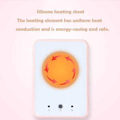 Keep That Coffee Strong Desk Cup Warmer With Steady 55 Degree Thermostat showing silicone heating sheet and temperature controls.