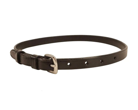 Premium English Leather Spur Straps For Western Riding, Solid Black Bridle Leather, Three Eighth Inch Wide, Includes One Pair, Sizes Kids Fourteen