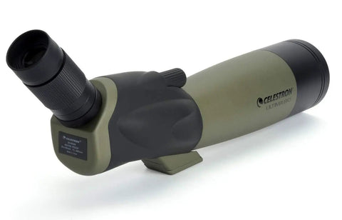 Ultima 20-60x80 Angled Spotting Scope for Wildlife Observation and Birding Powerful Long Range Glassing With 45 Degree Eyepiece Clear Optics Rugged Weatherproof Build Easy Setup for Outdoor Adventures, angled olive green spotting scope