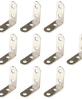 10 Pieces L Shaped Corner Brackets Set for Shelves and Frames, 40x40x16mm Right Angle Fasteners arranged in rows.