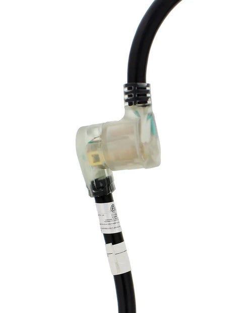 Close-up of Heavy Duty 25ft 8 AWG Welding Cable With Lighted Receptacle And STW Jacket, 40A 250V, oil-resistant for welders