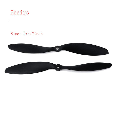 RC Propeller Set Nine By Four Point Seven Inch Two Blade FPV Propellers For Fixed Wing Aircraft Beefed Up Plastic Black