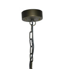 Draped Wood Bead Chandelier With Gold Washed Metal Base And Brushed Finish Long 10 Foot Cord And 6 Foot Chain detail view