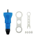 Hassle Free Cordless Rivet Nut Gun With Four Swap Out Nozzle Tips For Fast Insert Nut Driving And Universal Power Drill Adapter tool kit with nozzles and wrench