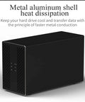 Plug And Play Dual Bay Hard Drive Enclosure Rock Solid USB 3.0 And USB 3.1 RAID Array Dock with metal shell and heat dissipation.