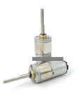 Top Shelf 16mm 030 Gear Reduction Motor Built Like A Tank With Full Metal Gearbox And Extended Shaft For DIY Robot Car Projects, vertically aligned.