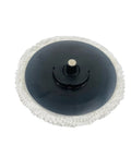 Mop Cloth Holder Pad Kit For Vacuum Cleaners, Quick Snap On Bracket showing black circular base with white mop cloth edging.