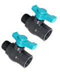 Rugged Sch 40 Pvc Ball Valve With Ergonomic Handle And Standard Npt Threads For No Sweat Quarter Turn Operation And Top Shelf Pipe Flow Up To 150 Psi - two valves with turquoise handles