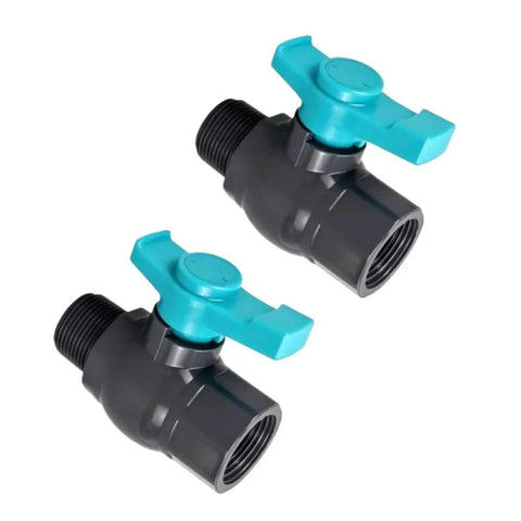Rugged Sch 40 Pvc Ball Valve With Ergonomic Handle And Standard Npt Threads For No Sweat Quarter Turn Operation And Top Shelf Pipe Flow Up To 150 Psi - two valves with turquoise handles