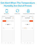 App interface for 4 Channel 85-250V DC Tuya WiFi Smart Temperature And Humidity Relay Switch alert feature.