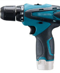 Portable 12V Cordless Drill And Electric Screwdriver With Two Speed Toggle Fast Snap Chuck Rechargeable Battery, compact, for tight spots.