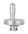 Top Shelf Aluminum Mini Handwheel, Rock Solid Manual Dial, Dead On Engraved Scale, 50Mm Slide Control For CNC Lathes And Shop Milling Tools, Slick Silver Finish, 8Mm Bore view from the side showing silver finish and engraved scale.