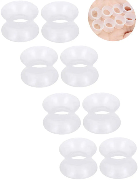 10G Clear Silicone Ear Gauges Tunnels Plugs Retainer Set Four Pairs Ultra Thin Soft Flexible Double Flared Saddle Piercing Jewelry