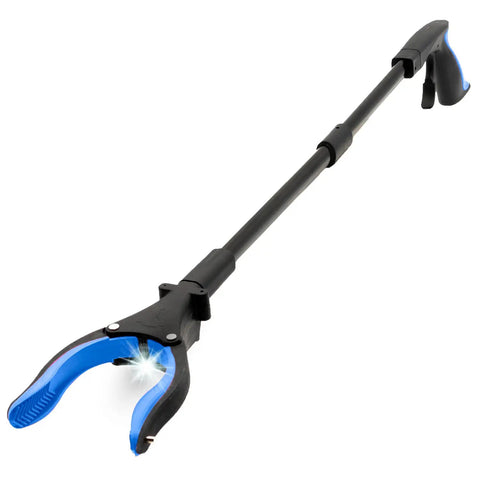 32 Inch Long Reach Grabber Tool With Aluminum Foldable Design LED Light Magnetic Tip And Strong Grip Claw For Quick Grab And Go Pickup Of Remote Trash Shelves And Other Hard To Reach Items Lightweight And Senior Friendly