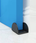 Durable Matte Black U Shape Floor Mounted Sliding Barn Door Guide Wide Arm Floor Bottom Guide installed with blue door