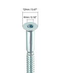 Flat Head Confirmat Wood Screws 7x58mm Hex Socket Self Tapping Connecting Screws Zinc Plated 20 Pack shown with measurements