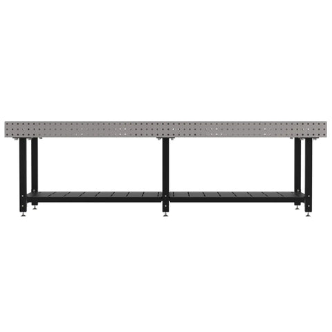 Hella Tough Heavy Duty Welding Fixture Table 120 By 48 By 36 Inches with laser cut holes and adjustable leveling feet.