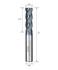 Carbide End Mill Square Cutter For Alloy Steel Cast Iron And Hardened Steel Four Flute Router Bit With One Eighth Inch Shank