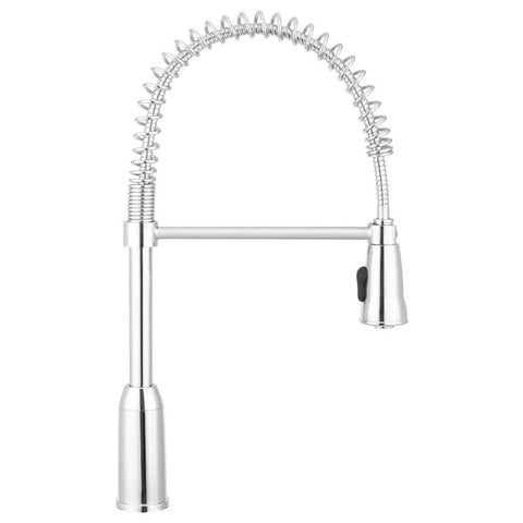 RV Kitchen Faucet With Pull Down Sprayer And High Arc Swivel Spout, Chrome Finish, spring loaded, single handle water control