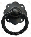 Antique Wrought Iron Cabinet Ring Drop Pulls Matte Black Finish 2 Pack for Vintage Wood Doors Cabinets and Furniture 2.7x2.7x1.8 in
