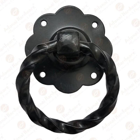 Antique Wrought Iron Cabinet Ring Drop Pulls Matte Black Finish 2 Pack for Vintage Wood Doors Cabinets and Furniture 2.7x2.7x1.8 in