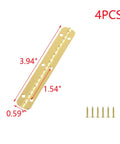 Four Pack Gold Continuous Hinges Piano Hinges 180 Degree Small Folding Hardware for Cabinets Boxes Gates and Doors with Screws