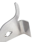 Close-up of J-Hook on 3-Piece Pro-Grade Hive Scraper Tools Set, polished stainless steel for hive cleanup and frame cleaning.