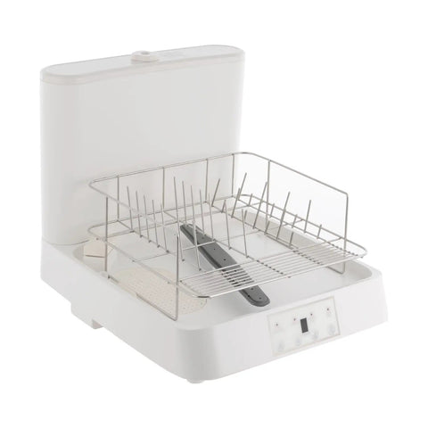 Top Shelf Portable Countertop Dishwasher With Attached Water Tank And Three Rapid Wash Cycles High Heat Clean For Dorms Apartments And Camper Vans Smooth Operator No Sweat Routine with stainless steel rack and control panel.