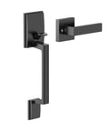 Front Door Handle Set Matte Black Exterior Interior Entry Lever Handleset With Century Trim for left and right doors
