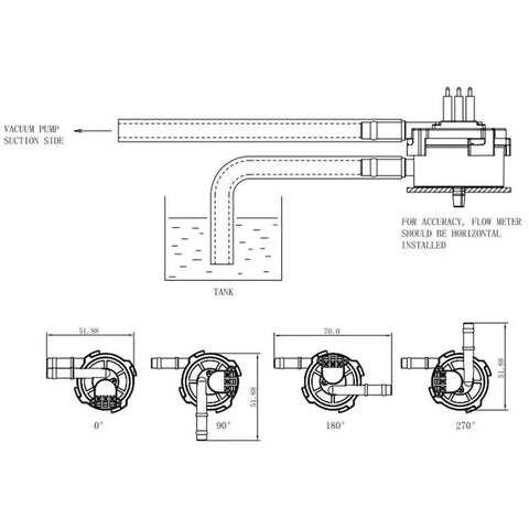 FM HL3012 Hall Effect Flow Sensor installation diagram showing connections and dimensions for precise liquid measurement.