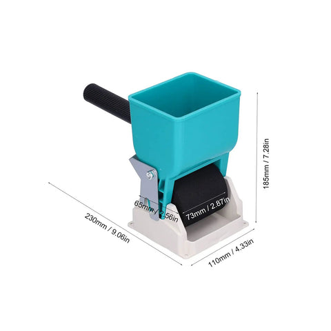 Heavy Duty Manual Glue Spreader Roller For Real Daily Woodworking Tasks Large Capacity Tank Applicator With Boss Grip Quick Coat Handle shown with dimensions and details.