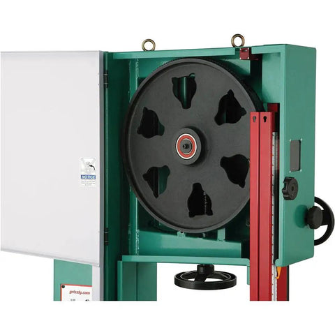 19-Inch 5 HP Ultimate Bandsaw For Heavy Duty Production Work With Large Cutting Capacity, Foot Brake, Adjustable Fence, open wheel.