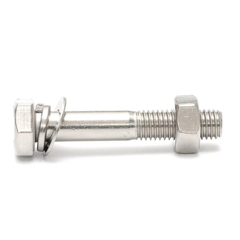M6 Semi-Threaded Hex Bolts And Nut Kit In 304 Stainless Steel For Indoor Outdoor Use Partial Thread Screws Fastener Set Heavy Duty For Quick Adjustments And Reliable Fixture Upgrades, side view