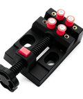 Compact Bench Vise Clamp With Handy Ergonomic Handle And Precision Mechanism, Flat Opening For Watch Repair, Jewelry Making, Sculpture And DIY Projects, Locking System, Small Vise Tool For Crafts And Electronics, black and red