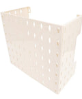 Beige wall-mounted pegboard kit with adhesive pads for kitchen organization and decoration, PET material, shown from the side