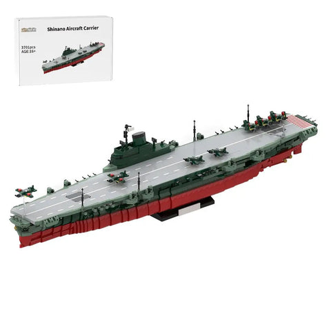 No Cap Wwii Shinano Aircraft Carrier Building Blocks Set, 1/300 Scale model, featuring aircraft on deck, detailed design.