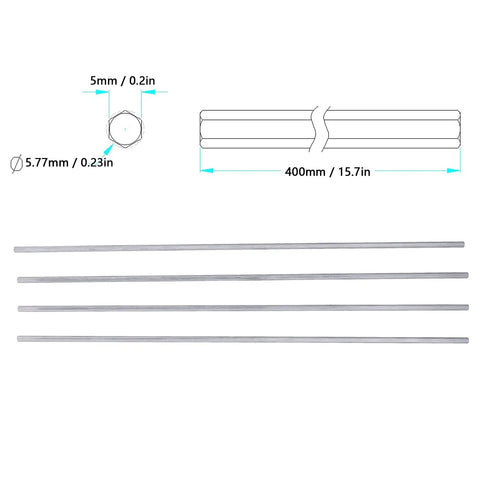 4Pcs 5mm Stainless Steel Hex Shafts Set With High Hardness Wearproof And Antislip Design For Precise Robotic Motion