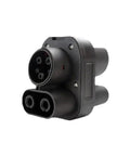 Ccs2 To Ccs1 Dc Ev Adapter 250A Fast Charging Converter 1000V showing black connector with multiple ports for secure charging.