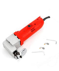 Heavy-Duty Electric Metal Shears With Lightweight Tin Snips Cutter For Thin Plates And Sheet Metal showing red handheld design.