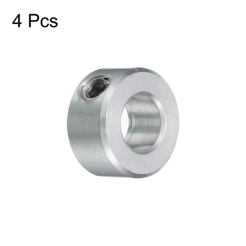 Four Piece Set Screw Aluminum Shaft Collars For Three Eighths Inch Bore, Three Quarters Inch Outside Diameter And Three Eighths Inch Thick