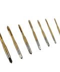 Rocksolid 7 Piece Metric Tap Set M2 M3 To M6 HSS High Speed Steel Screw Thread Tapping Tool Kit, 7 taps on white