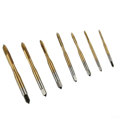 Rocksolid 7 Piece Metric Tap Set M2 M3 To M6 HSS High Speed Steel Screw Thread Tapping Tool Kit, 7 taps on white