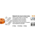 Multiprofile Cutter Heads Set without Limiters showing 13 pieces, 3-1/8 inch diameter and 3/4 bore for woodworking.