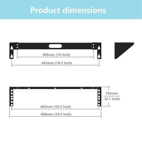 Product dimensions of the Straight Up Smooth Setup Makes Installing The Hella Sturdy 2U Foldable Wall Mount Patch Panel Bracket.