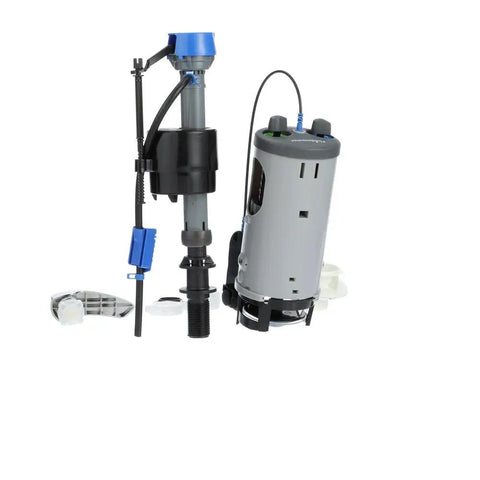Dual Flush Conversion System For 2 Inch Toilets With Complete Fill Save Water And Money Up To 45 Percent Retrofit Any 2 Inch Flush Valve Toilet To 1.6 GPF Easy Install And Fully Adjustable For A Wide Range Of Settings, shown with components and silicone seal