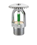 Six Pack Tough As Nails Upright Fire Sprinkler Heads Quick Trigger Response half inch solid nickel plated copper with green indicator.