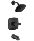 Modern Matte Black Tub and Shower Trim Kit With Single-Spray Touch-Clean Shower Head, Matte Black Finish, Universal MultiChoice Valve Ready