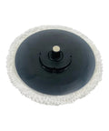 Mop Cloth Holder Pad Kit For Vacuum Cleaners, Quick Snap On Bracket, black circular attachment with white mop edging