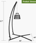 Heavy Duty Hammock Swing Stand With Solid Steel Construction, Easy Ten Minute Assembly, Includes Buckle And Spring Hook, Outdoor Or Indoor Use, 330 Lb Capacity, Sturdy C Frame Stand For Patio Deck Yard Or Porch.