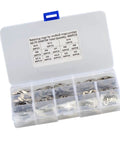 Pro Grade Stainless Steel Retaining Ring Kit 400 Pcs M1.5 to M15 E Shape Snap Rings in a labeled case